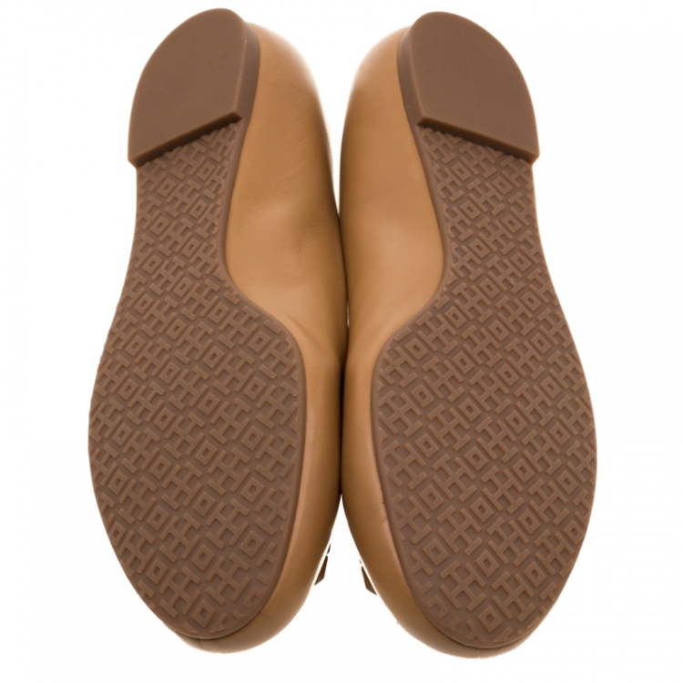 Pre Owned Tory Burch Beige Leather Lowell Ballet Flats Size 37