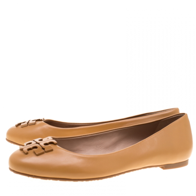 Pre Owned Tory Burch Beige Leather Lowell Ballet Flats Size 37