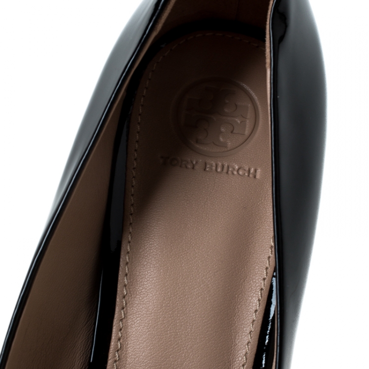 Pre Owned Tory Burch Black Patent Leather Maria Pumps Size 39.5