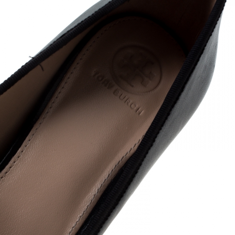 Pre Owned Tory Burch Black Leather Laila Pumps Size 39.5