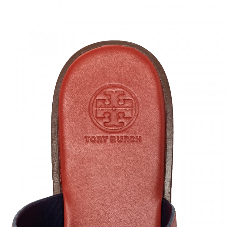 Pre Owned Tory Burch Red Leather Jamie Flat Thong Sandals Size 39.5