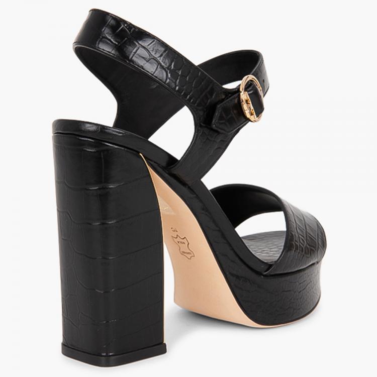 Pre Owned Tory Burch Black Leather Martine Platform Sandals Size EU 39.5