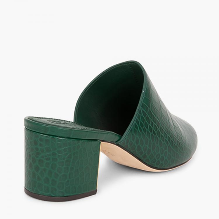 Pre Owned Tory Burch Green Leather Martine Mules Size EU 37.5
