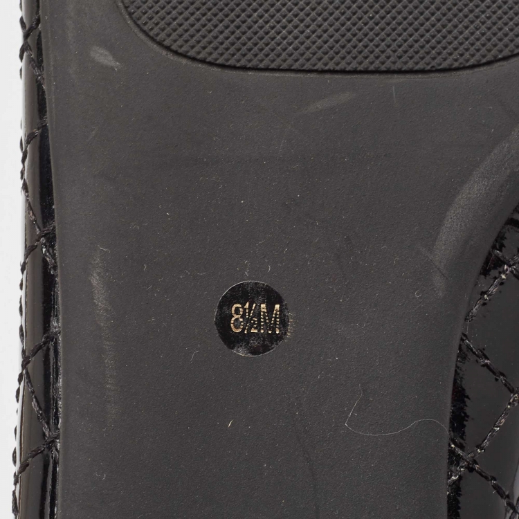 مملوكة مسبقًا Tory Burch Black Quilted Patent Leather Kent Ballet Flats Size 39