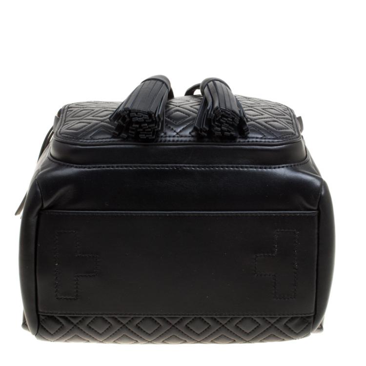Pre Owned Tory Burch Black Leather Fleming Backpack