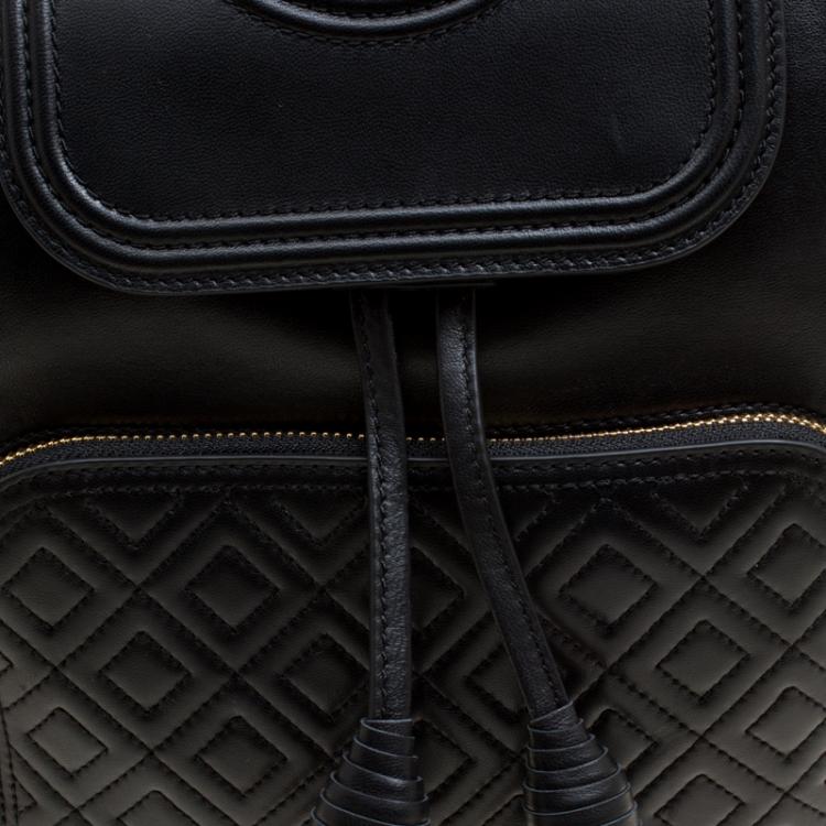 Pre Owned Tory Burch Black Leather Fleming Backpack