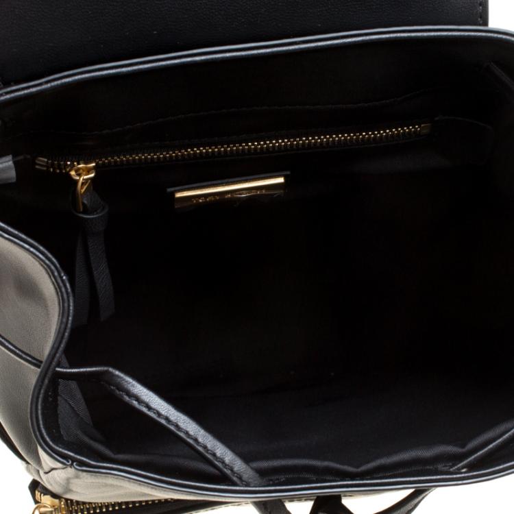 Pre Owned Tory Burch Black Leather Fleming Backpack