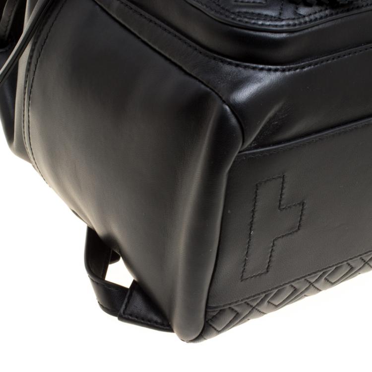 Pre Owned Tory Burch Black Leather Fleming Backpack