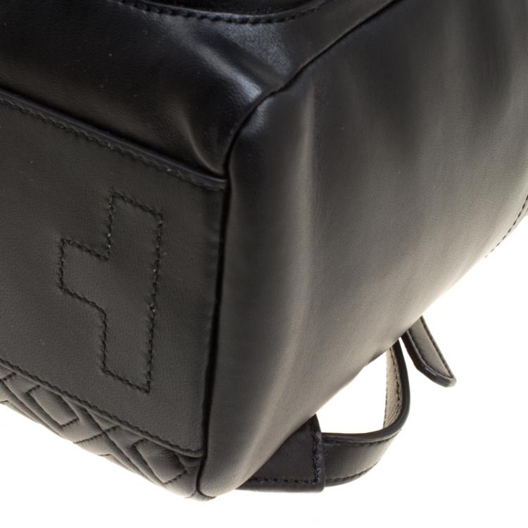 Pre Owned Tory Burch Black Leather Fleming Backpack