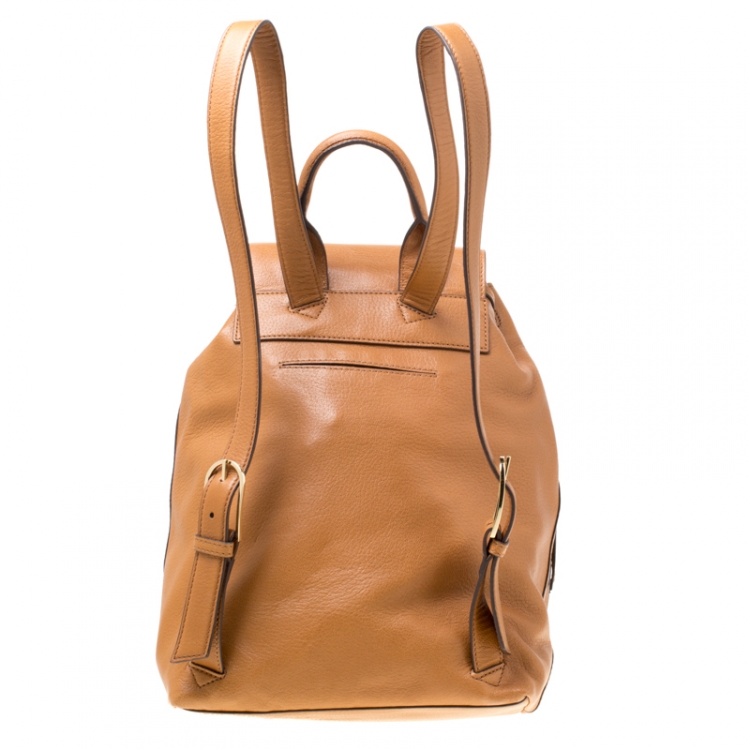 Pre Owned Tory Burch Brown Leather Brody Backpack