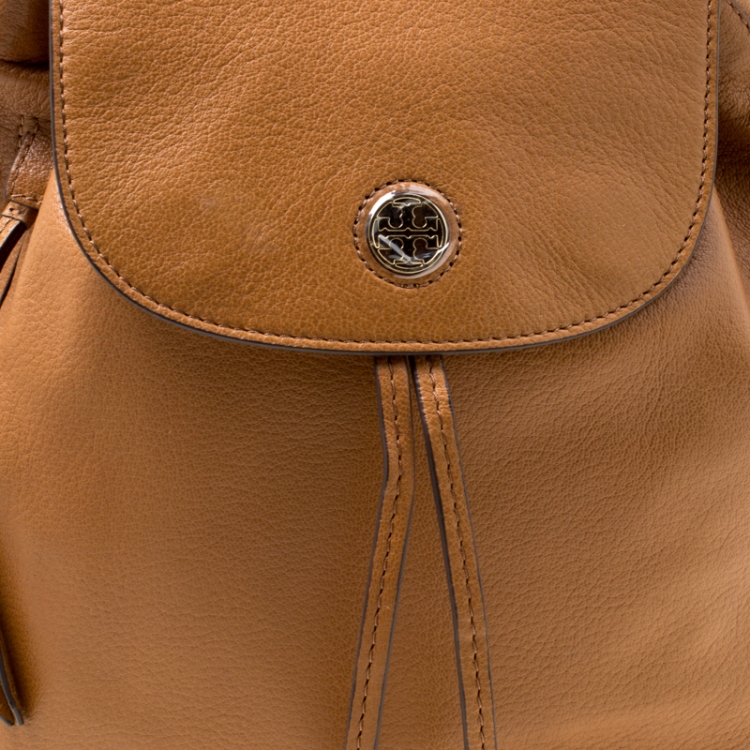 Pre Owned Tory Burch Brown Leather Brody Backpack