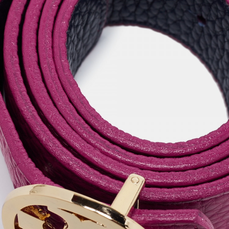Pre Owned Tory Burch Pink Leather Robinson Buckle Belt 90CM
