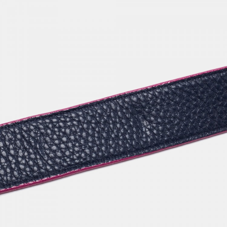 Pre Owned Tory Burch Pink Leather Robinson Buckle Belt 90CM