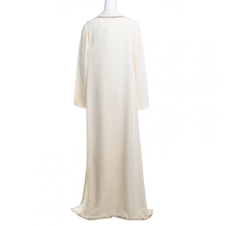 Pre Owned Tory Burch Cream Mirror Embellished Silk Abaya and Scarf Set L