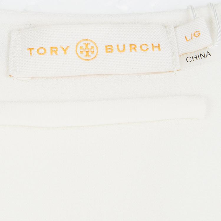 Pre Owned Tory Burch Cream Mirror Embellished Silk Abaya and Scarf Set L