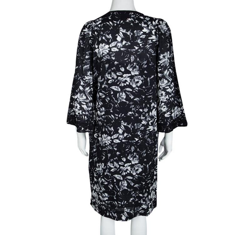 Pre Owned Tory Burch for Bergdorf Goodman Navy and White Embellished Long Sleeve Tunic M