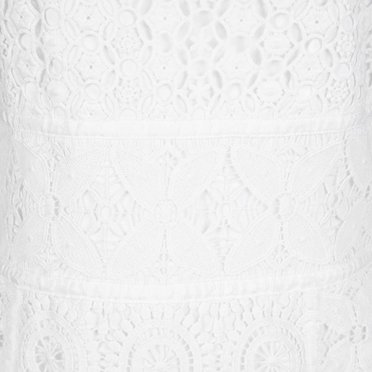 Pre Owned Tory Burch White Lace Sleeveless Margaux Dress M