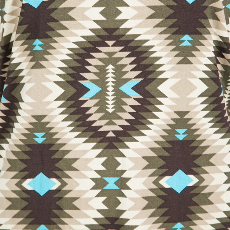 Pre Owned Tory Burch Multicolor Geometric Print Silk Boat Neck Dress M