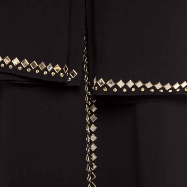 Pre Owned Tory Burch Black  Mirror Embellished Silk Abaya and Scarf Set S
