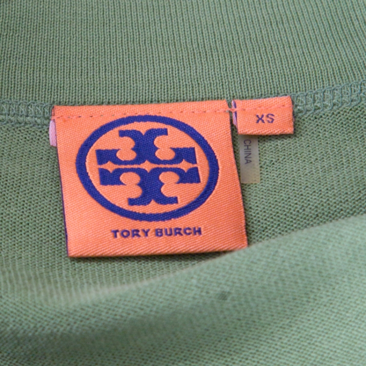 Pre Owned Tory Burch Lemon Green Cotton Button Front Simone Cardigan XS