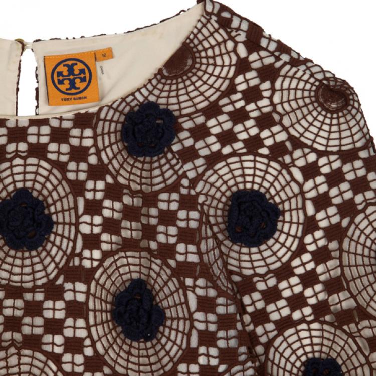 Pre Owned Tory Burch Crochet Silk Top L