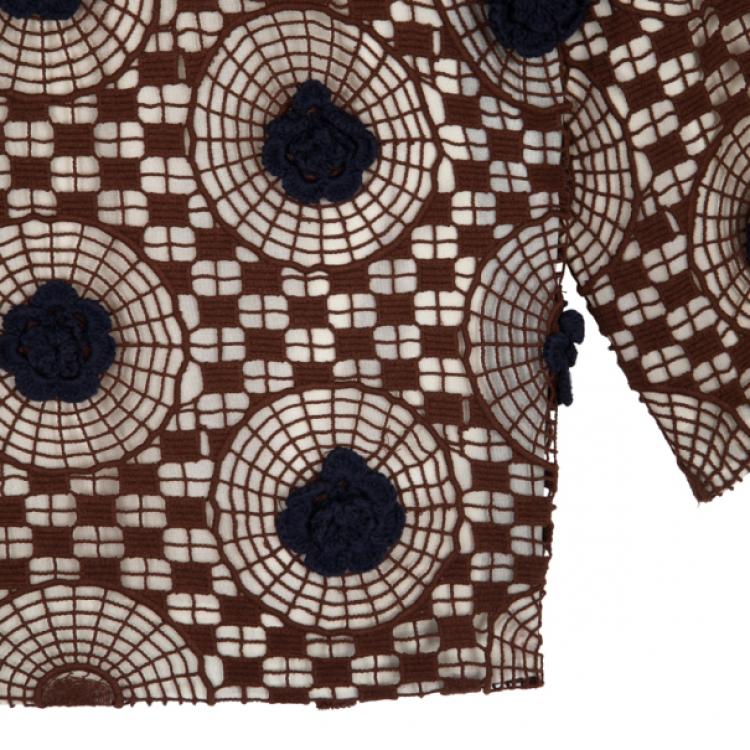 Pre Owned Tory Burch Crochet Silk Top L