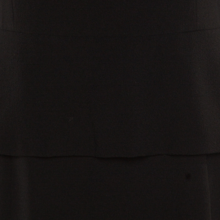 Pre Owned Tory Burch Black Crepe Cap Sleeve Peplum Katy Dress M