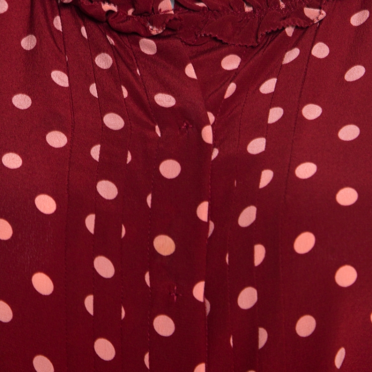 Pre Owned Tory Burch Brick Red Polka Dot Graham Sleeveless Dress M