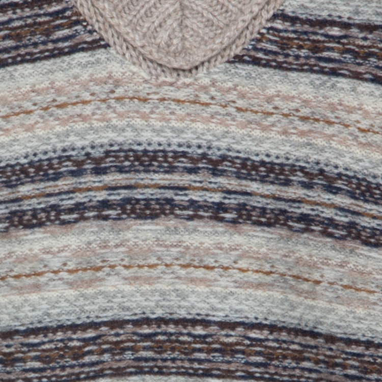 Pre Owned Tory Burch Beige Knit Striped Sleeve Sweater L 