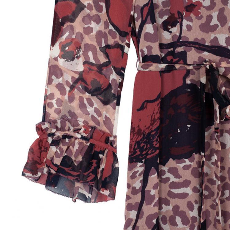 Pre Owned Tory Burch Silk Printed Maxi Dress L