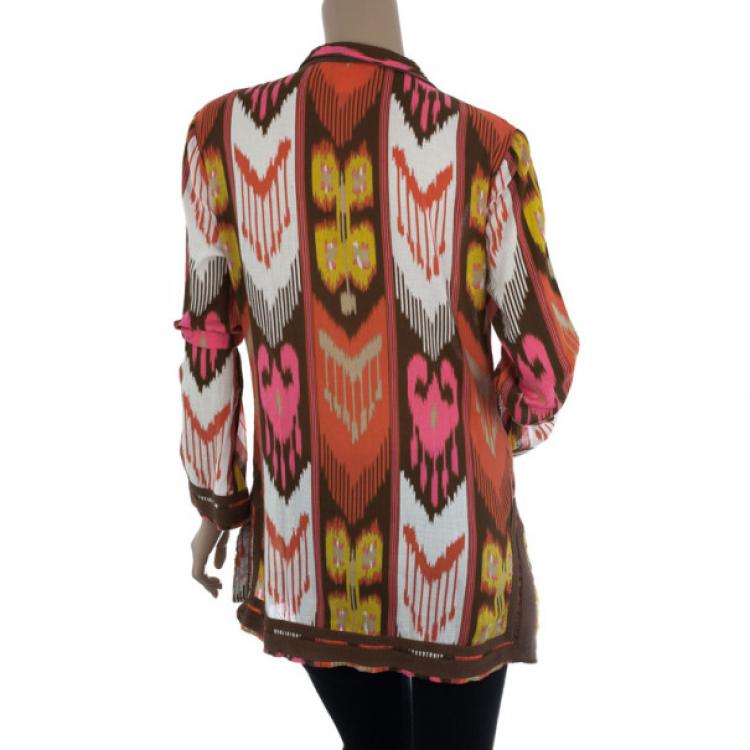 Pre Owned Tory Burch Multi Color Ikat Tunic Top S