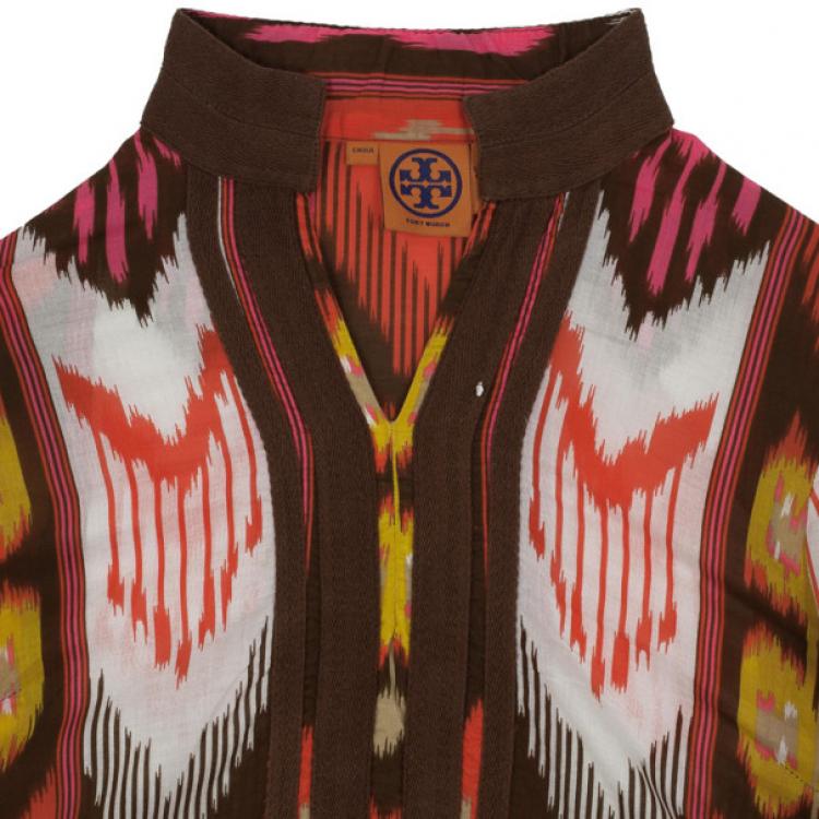 Pre Owned Tory Burch Multi Color Ikat Tunic Top S