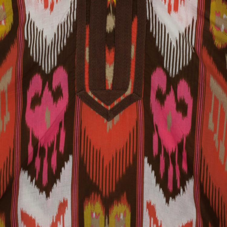 Pre Owned Tory Burch Multi Color Ikat Tunic Top S