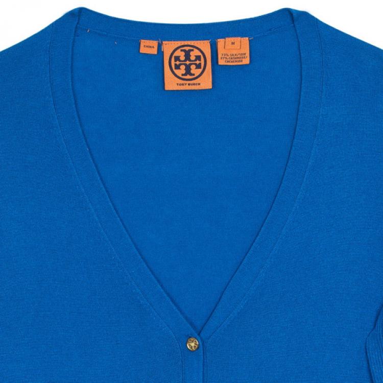 Pre Owned Tory Burch Blue Cashmere Inez Cardigan M