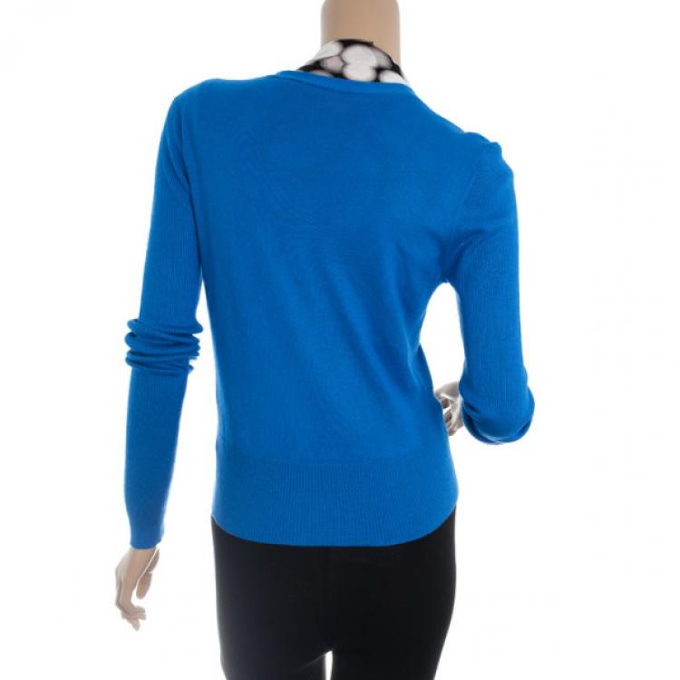 Pre Owned Tory Burch Blue Cashmere Inez Cardigan M