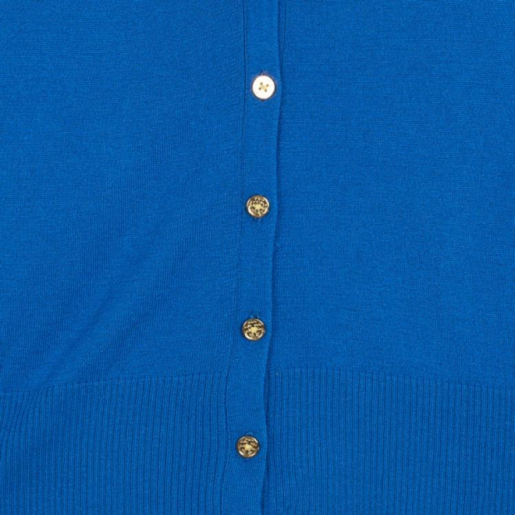 Pre Owned Tory Burch Blue Cashmere Inez Cardigan M