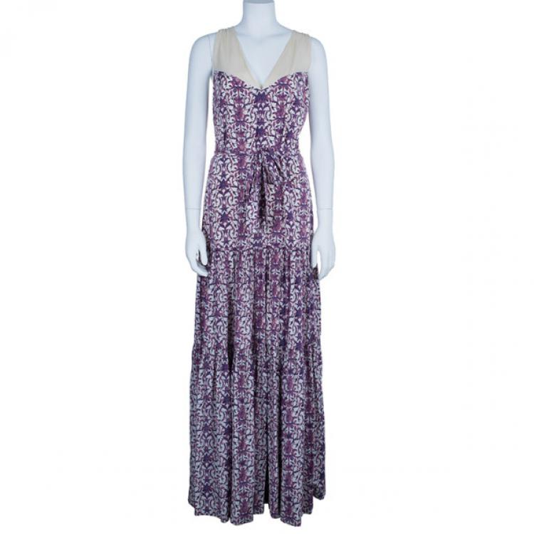 Pre Owned Tory Burch Logan Printed Maxi Dress L