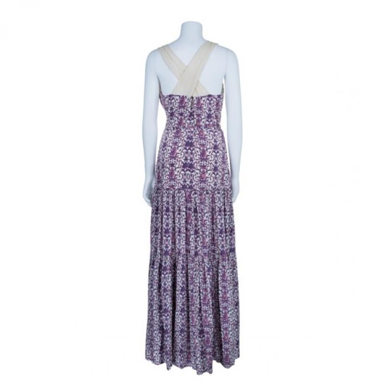 Pre Owned Tory Burch Logan Printed Maxi Dress L