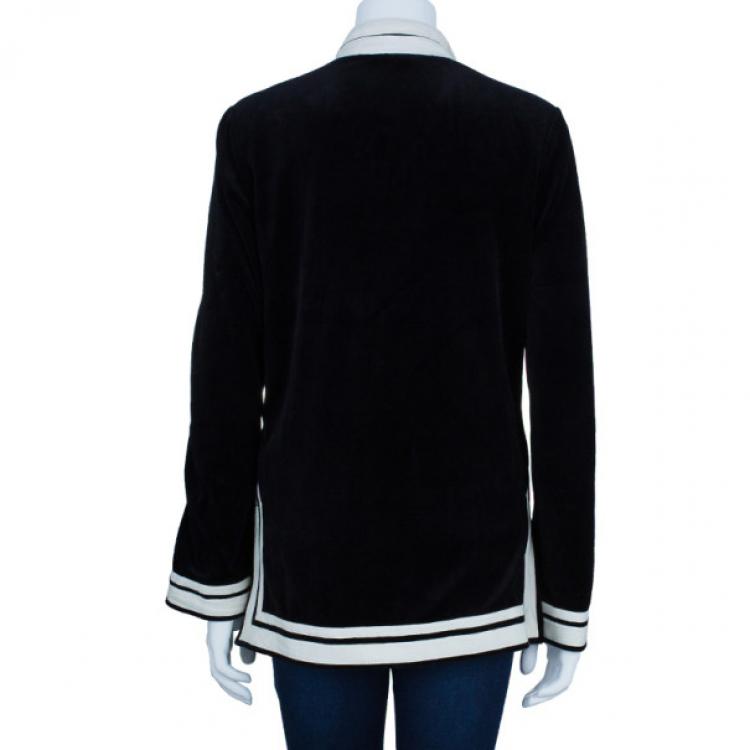 Pre Owned Tory Burch Monochrome Velour Tunic Top S