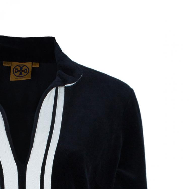 Pre Owned Tory Burch Monochrome Velour Tunic Top S