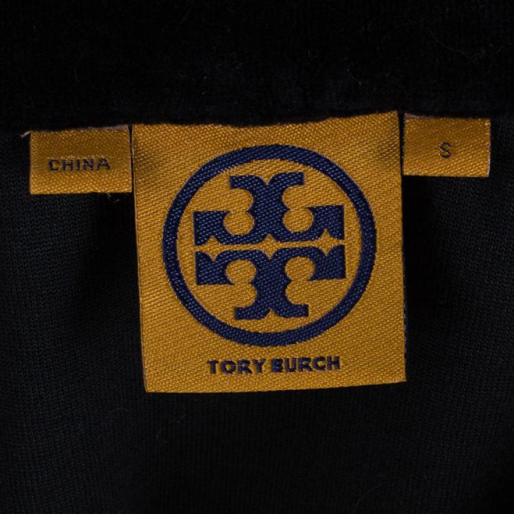 Pre Owned Tory Burch Monochrome Velour Tunic Top S