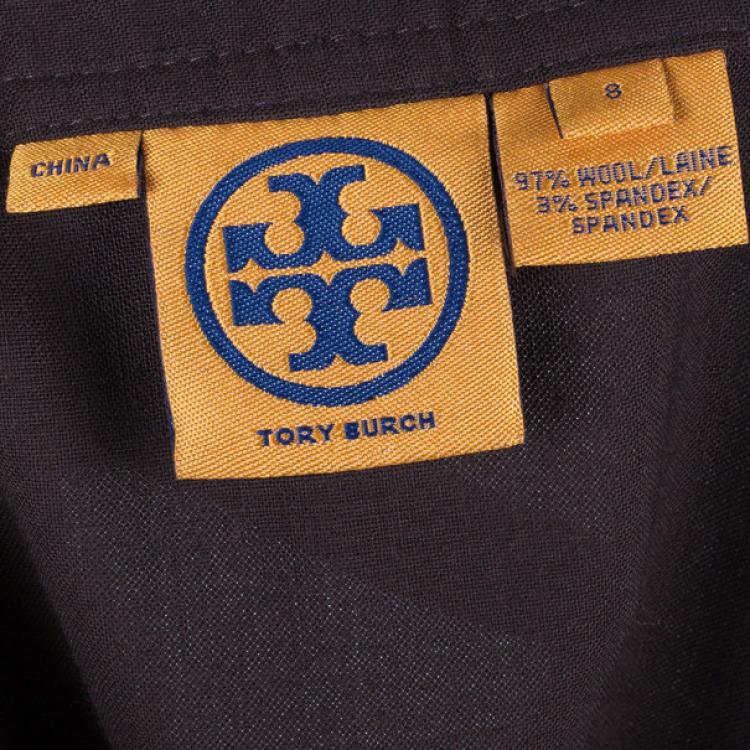 Pre Owned Tory Burch Brown Leather Trimmed Skirt M