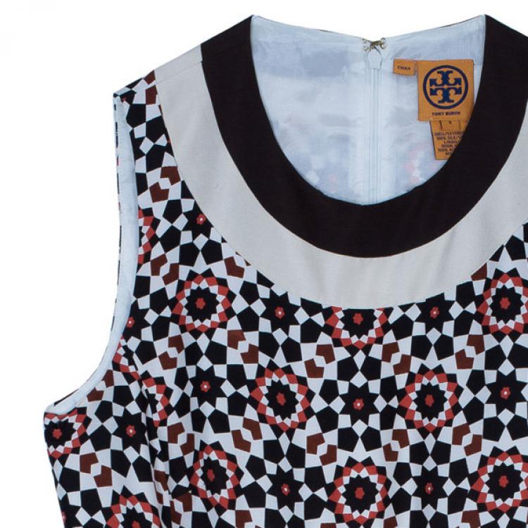 Pre Owned Tory Burch Multicolor Belted Sheath Dress M