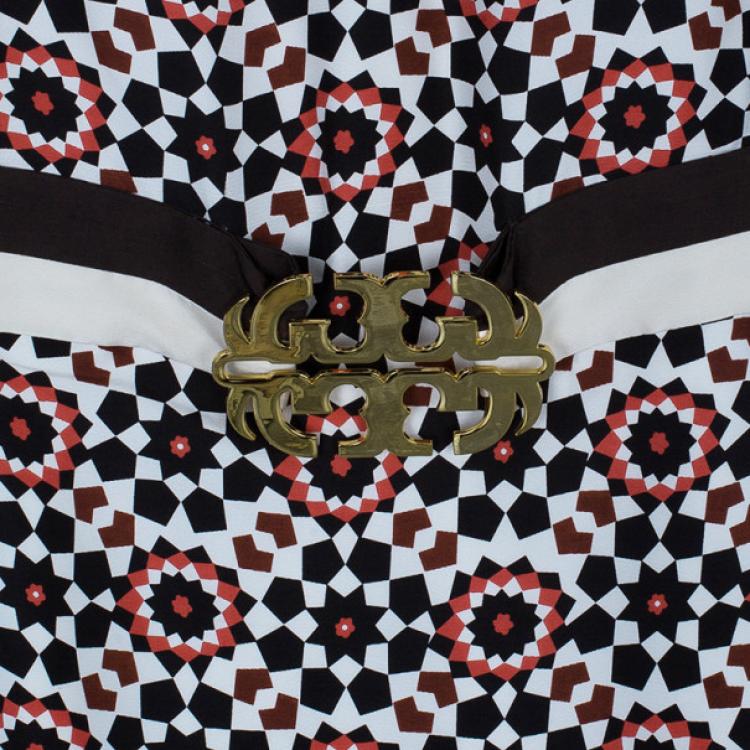 Pre Owned Tory Burch Multicolor Belted Sheath Dress M