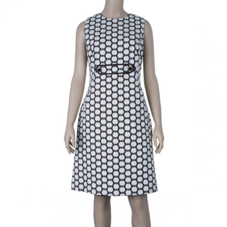 Pre Owned Tory Burch Brown Polka-Dot Sheath Dress M