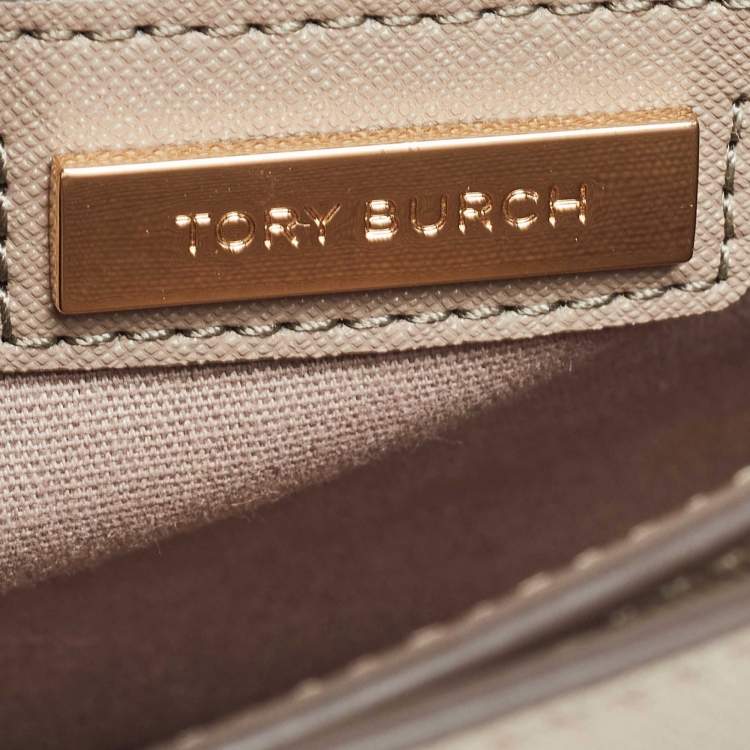 Pre Owned Tory Burch Grey Leather Kira Envelope Flap Shoulder Bag