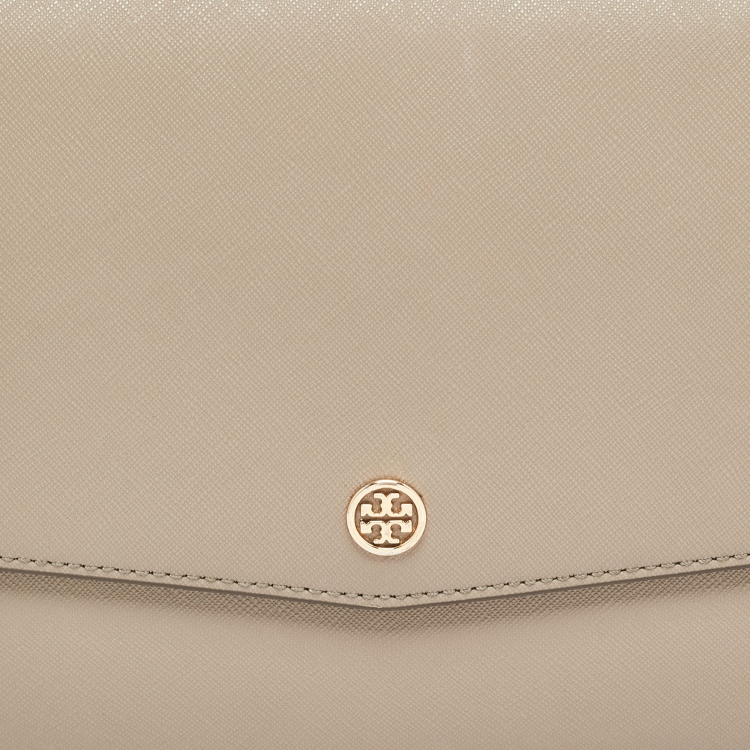 Pre Owned Tory Burch Grey Leather Kira Envelope Flap Shoulder Bag