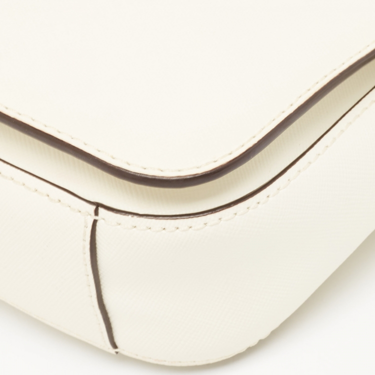 Pre Owned Tory Burch Off White Leather Robinson Chain Shoulder Bag