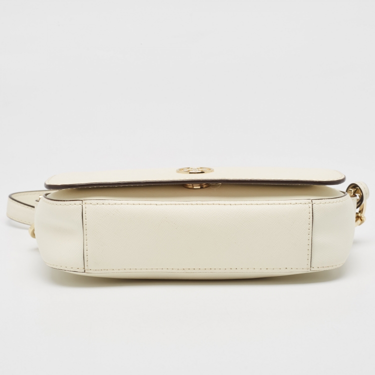 Pre Owned Tory Burch Off White Leather Robinson Chain Shoulder Bag