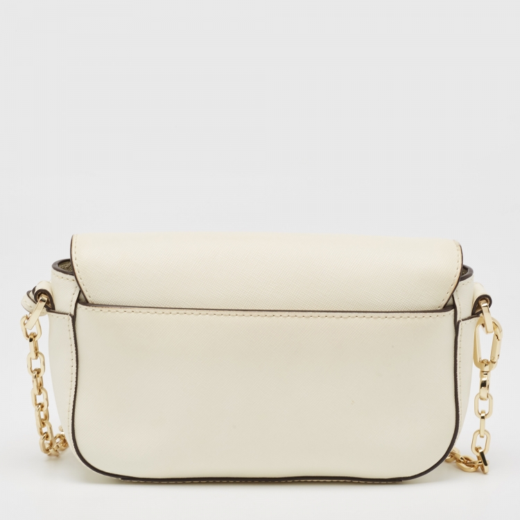 Pre Owned Tory Burch Off White Leather Robinson Chain Shoulder Bag